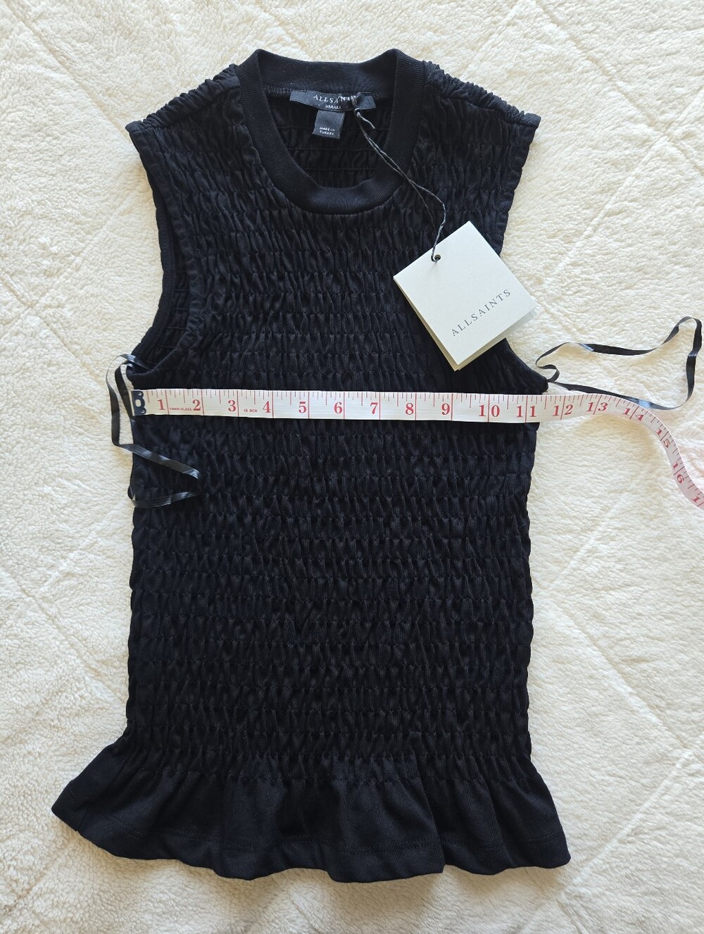 NWT AllSaints Ode Smocked Sleeveless Tank Top AllSaints Size S Women's - Picture 10 of 14